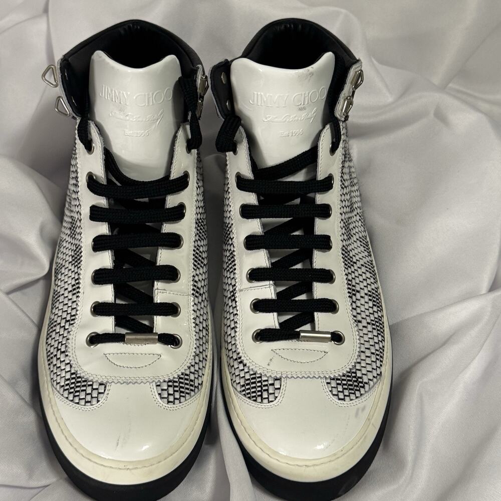 Jimmy Choo Black and white bandana hi tops Italy 11/44 Men, no insole BoxC